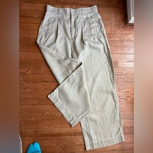 Everlane European Linen Tan Way-High Drape Wide Leg Pants